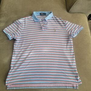 Polo Ralph Lauren Mens Shirt Large Pima Soft Touch Preppy Horse Logo Striped
